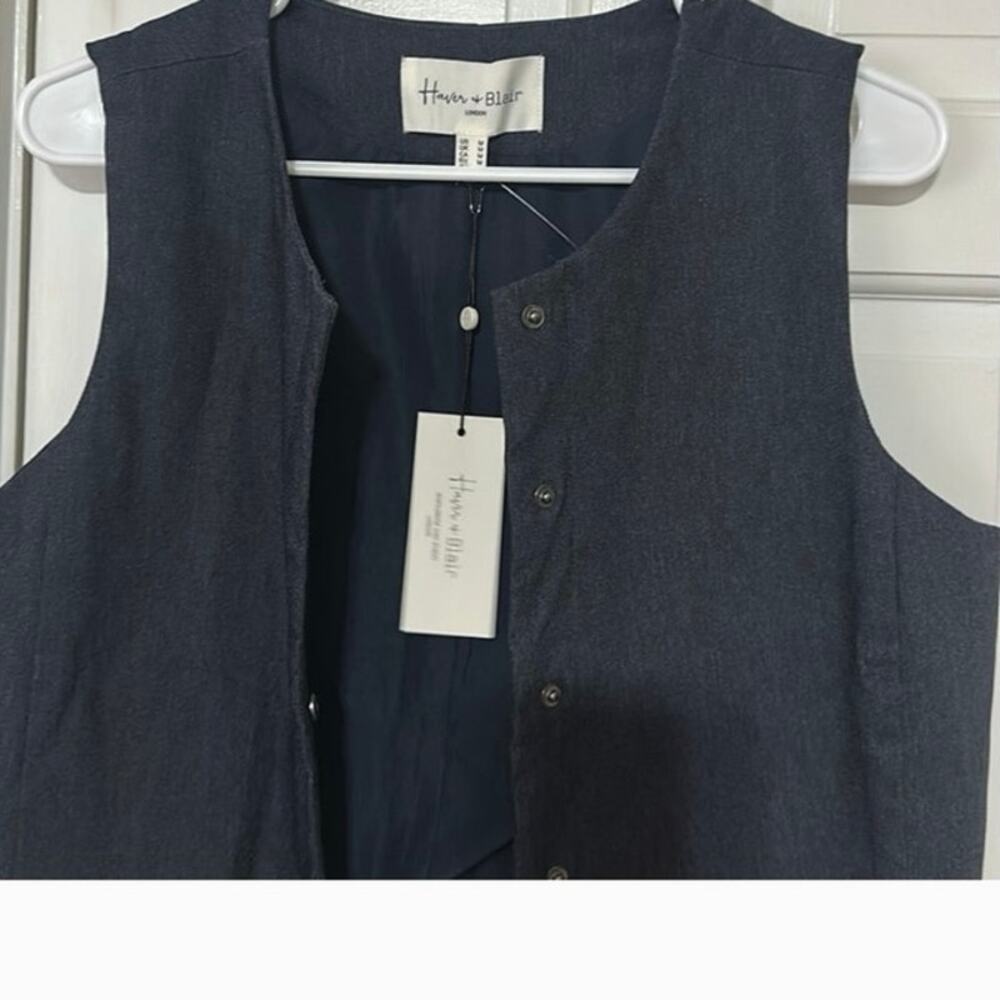 Haver + Blair London rayon blend vest in a deep indigo colo